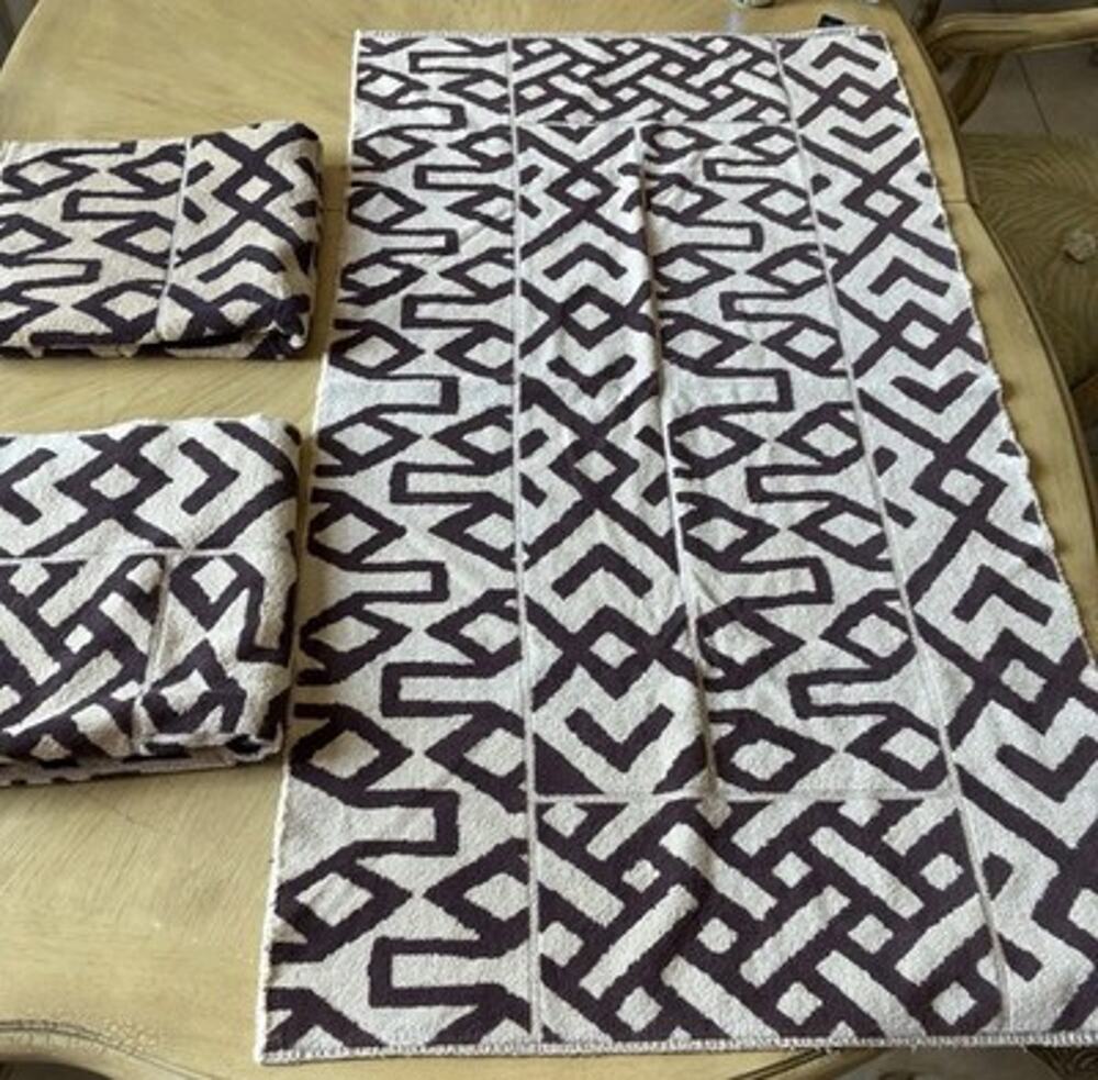 Vtg 80s Ralph Lauren Bath Towels Lot 3 Chevron Geometric Aztec Brown 27x48’ USA